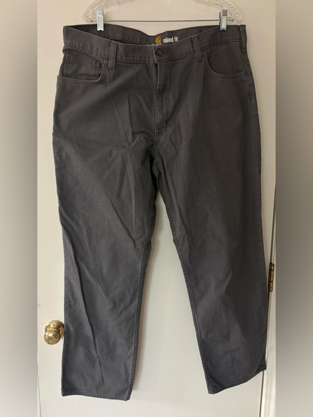 Carhartt Relaxed Fit Pants - Charcoal Gray with Gold Logo